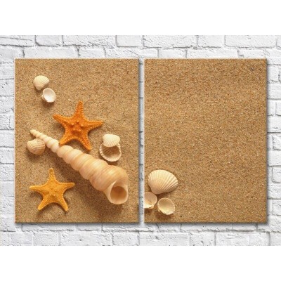 Картина ArtPoster Starfish and seashells on the sandy beach (3453768)