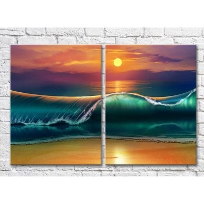 Картина ArtPoster Sea wave at sunset background (3453762)