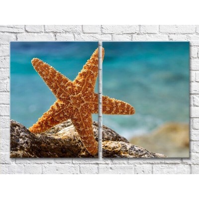 Pictură ArtPoster Big starfish on a Blue background (3453743)