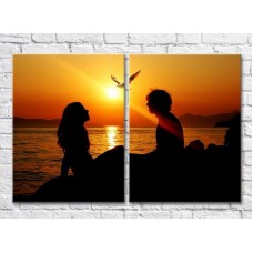 Pictură ArtPoster Couple in love on a sunset background (3453724)