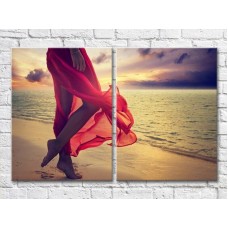 Картина ArtPoster Girl in Red dress on the beach (3453729)