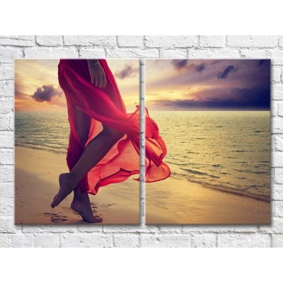 Картина ArtPoster Girl in Red dress on the beach (3453729)