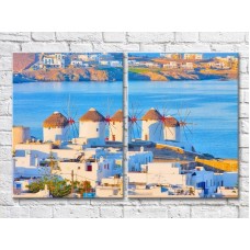 Картина ArtPoster Windmills of Greece by the sea (3453715)