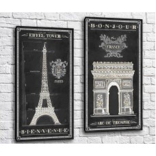 Картина ArtPoster Eiffel Tower and Victory Arch on Black backgrounds (3453078)