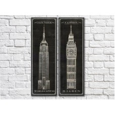 Картина ArtPoster Big Ben and the Empire State Building on Black backgrounds (3453053)