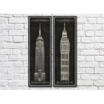 Картина ArtPoster Big Ben and the Empire State Building on Black backgrounds (3453053)