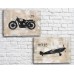 Pictură ArtPoster Retro motorcycle and vintage airplane (3453075)