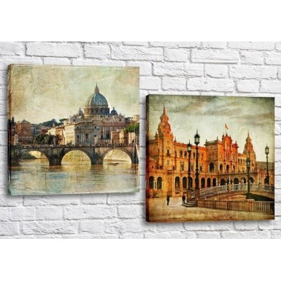 Pictură ArtPoster European cities in vintage style/Italy and Spain (3453061)