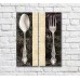 Pictură ArtPoster Spoon and fork on Black background (3453063)