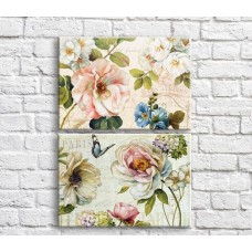 Картина ArtPoster White and Pink flowers and butterflies on the background of the text (3467844)