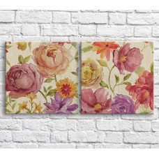 Картина ArtPoster Multicolored flowers in oil on a Beige background (3467777)