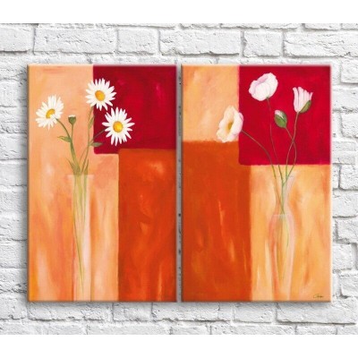 Картина ArtPoster White chamomiles and poppies in glass vases (3467862)