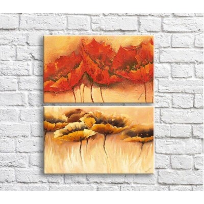 Картина ArtPoster Orange and Red poppies in oil on a Beige background (3467863)