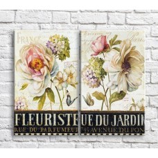 Картина ArtPoster Multicolored flowers and butterflies on a Beige background with text (3467860)