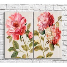 Картина ArtPoster Bright/Pink flowers in oil on a Beige background (3467864)