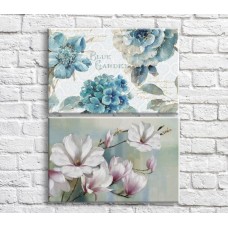 Pictură ArtPoster White/Pink and Blue magnolias (3467869)