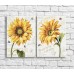 Pictură ArtPoster Yellow sunflowers and bees on a White background with text (3467856)