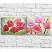 Pictură ArtPoster Pink and Red poppies in oil on a Beige background (3467859)