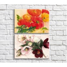 Pictură ArtPoster Poppies and magnolias (3467851)