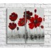 Pictură ArtPoster Burgundy and Red poppies in oil on a Black and White background (3467838)