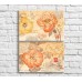 Pictură ArtPoster Yellow and Red wildflowers on a Beige background (3467843)