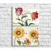 Pictură ArtPoster Yellow chamomiles and Red tulips on the background of the text (3467845)