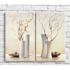 Картина ArtPoster White vases and branches on a Beige background (3467834)