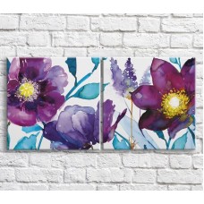 Картина ArtPoster Purple flowers oil painting on White background (3467803)