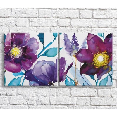 Картина ArtPoster Purple flowers oil painting on White background (3467803)