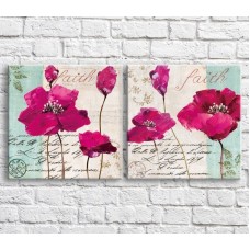 Картина ArtPoster Pink poppies in oil on text background (3467785)