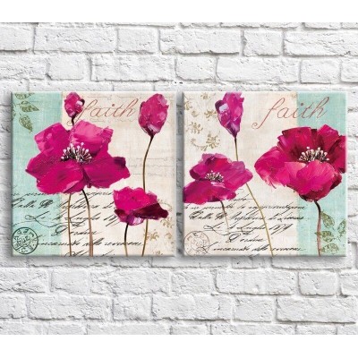 Картина ArtPoster Pink poppies in oil on text background (3467785)