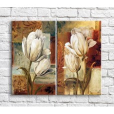 Картина ArtPoster White tulips in oil on an abstraction background (3467835)