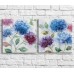 Pictură ArtPoster Blue and Burgundy hydrangea in oil on a White background (3467792)