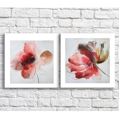 Pictură ArtPoster Red poppies on Gray background (3467795)