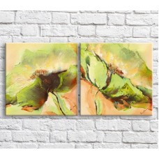 Pictură ArtPoster Light/Green poppies in watercolor on Beige background (3467789)