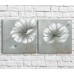 Pictură ArtPoster Silver/White poppies on Gray background (3467790)