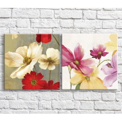 Картина ArtPoster Multicolored flowers on White and Gray background (3467778)