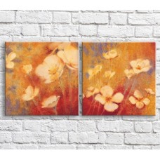 Pictură ArtPoster Cream poppies in oil on a colorful background (3467750)