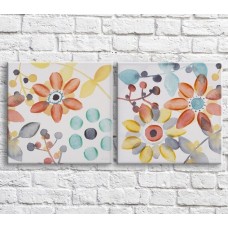 Pictură ArtPoster Multicolored plants and flowers on a White background (3467774)