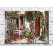 Pictură ArtPoster Courtyard in the Green and Flowers (3470895)