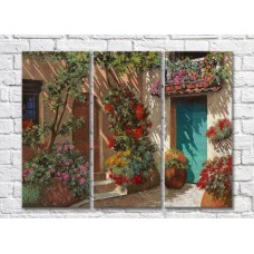 Pictură ArtPoster Courtyard in the Green and Flowers (3470898)