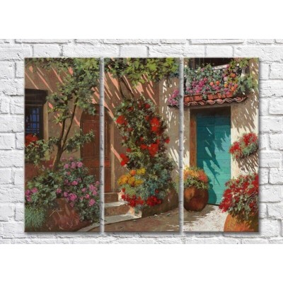 Pictură ArtPoster Courtyard in the Green and Flowers (3470898)