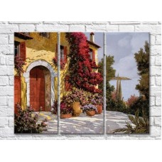 Pictură ArtPoster Flowers in large Pots in Courtyard (3470902)