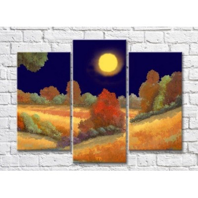 Pictură ArtPoster Full Moon over Field (3470904)