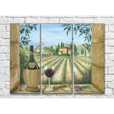 Pictură ArtPoster Still Life Wine in the Bottle on the Nature Background (3470923)