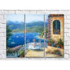 Pictură ArtPoster Table on the Balcony Overlooking the Sea (3470925)