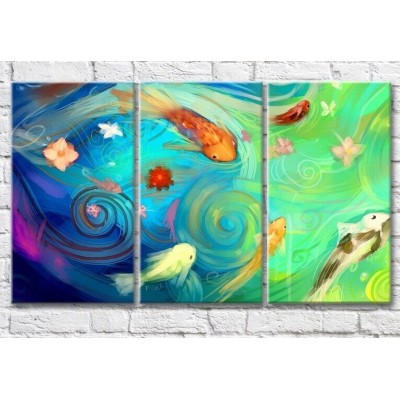 Pictură ArtPoster Abstract drawing of fish in water (3499075)