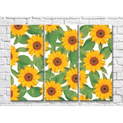 Pictură ArtPoster Abstraction from flowers and Green leaves of sunflowers (500051)