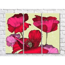 Pictură ArtPoster Scarlet poppy flowers-drawing (500053)