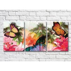 Картина ArtPoster Butterflies and lilies on the background of tropical plants (3565216)